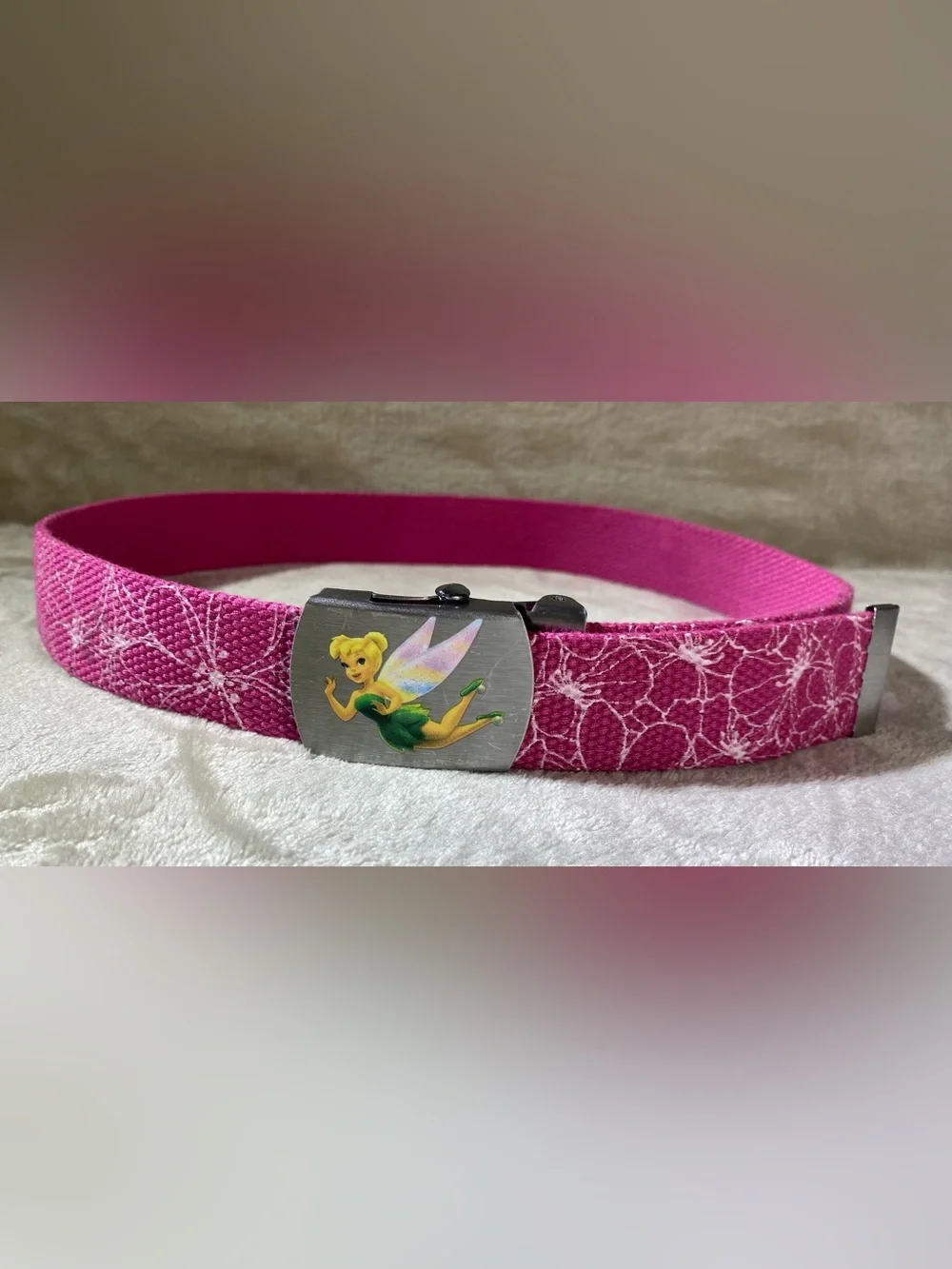 Kids Tinkerbell Belt Pink and White Floral 34” Long